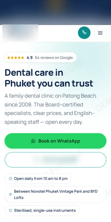 Studio dentistico, Patong — Dopo, Telefono