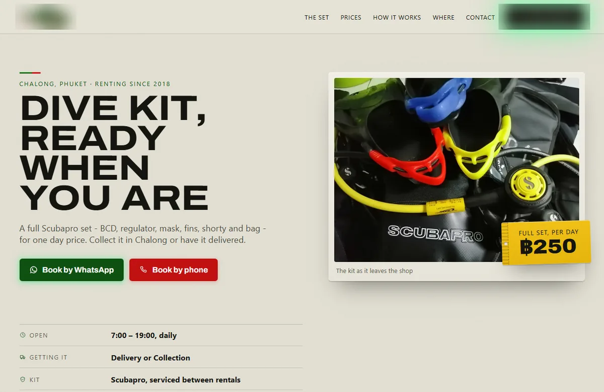 Dive gear rental, Phuket — After